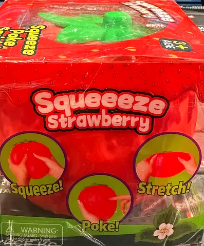 Squeeze Strawberry Stress Toy - Stretchy Pokeable Fruit Toy