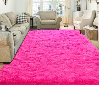 Hot pink furry rug