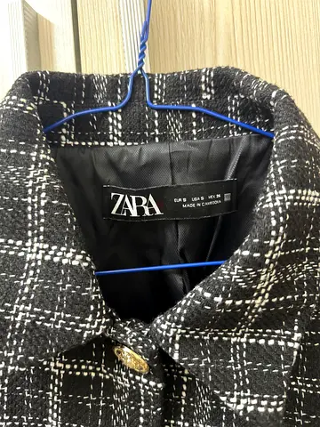 ZARA women's black and white check blazer/jacket - size S