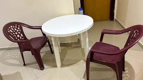 Plastic Table and 2 Chairs with Free Delivery to Sharjah, Dubai & Ajman