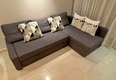 Grey L-shaped Sofa with Storage, Good Condition
