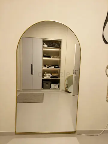 Large Arched Full-Length Wall Mirror with Gold Frame