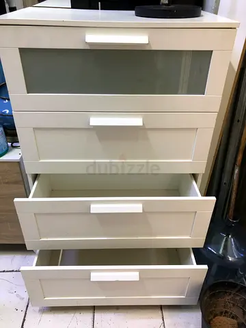 White 3-Drawer Kitchen/Bathroom Cabinet with Glass Door - Good Condition