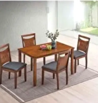 Solid Wood 5 - Seater Dining Table with Chairs - Used