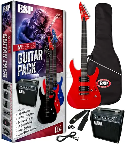 ESP LTD M Series Electric Guitar Package Red Finish Includes Amp, Gig Bag, Tuner - Brand New