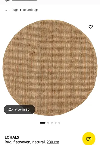 IKEA Round Natural Flatwoven Rug - 230 cm (Beige/Jute Look)