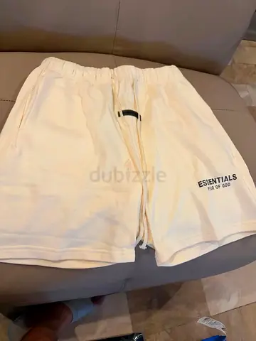 Essentials Fear of $%& beige cotton shorts, size L