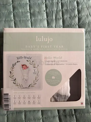 Lulajo Baby Milestone Photo Blanket - Hello World