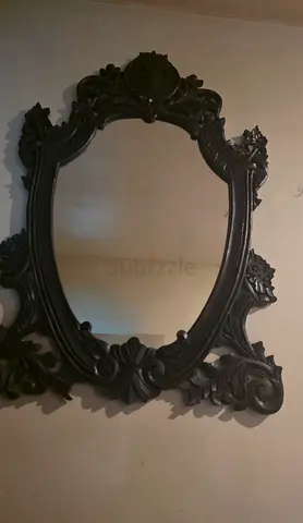 Ornate Vintage-Style Black Wall Mirror - Decorative Frame