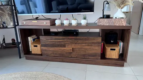 Wooden TV Unit / Entertainment Center in Dark Oak - Excellent Condition