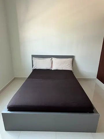 Ikea Double Bed with Headboard - Grey