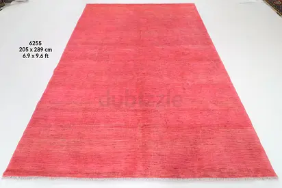 Handmade Large Coral Solid Color Rug 205x289 cm (6.9 x 9.6 ft) - Handwoven