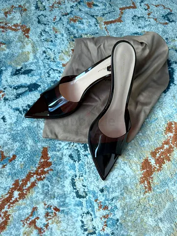 Gianvito Rossi Milano - Brown Mules in Plexi and Leather - worn a few times