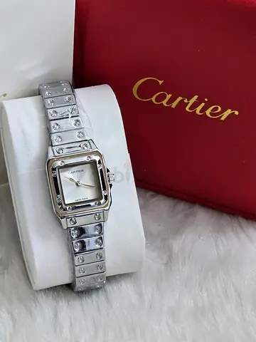 Cartier Ladies Watch – Silver Tone Stainless Steel Bracelet – Elegant Luxury Design