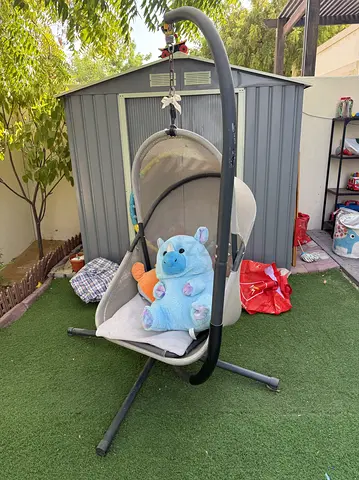 Modern Grey Hanging Hammock Chair with Stand – Great Condition!