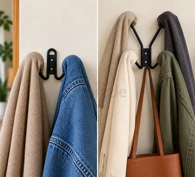 Wooden wall mounted hooks