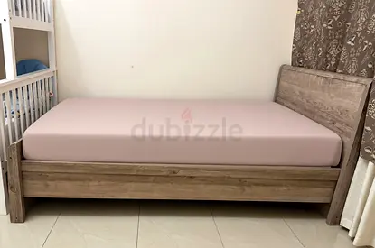 Single Wooden Bed Frame with Headboard and Slatted Base - Light Oak Finish