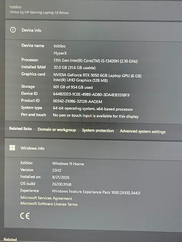 Gaming Laptop Hp Victus RTX 3050 6GB 1TB 32GB RAM 144HZ
