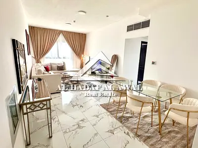 First-time occupancy in Muwaileh: 2 bedrooms, a living room, a balcony, and 2 bathrooms. Located next to City Centre Al Zahia.