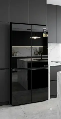 Hisense 4-Door Black Glass Refrigerator – Sleek Design, Excellent Condition