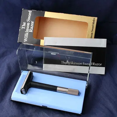 Vintage Wilkinson Sword "Sticky" Safety Razor In Original Box Made In England Rare