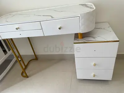 Makeup Vanity Table Dressing Table Flip Mirror With Drawers And Chair 100 CM
