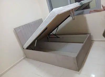 Queen storage bed with hydraulic lift - light grey, BRAND NEW