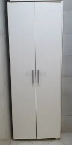 Slim White 2-Door Wardrobe Cupboard - Good Condition