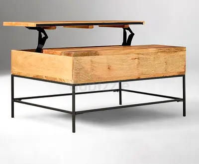 West Elm Industrial Solid Wood Storage Pop-Up Coffee Table