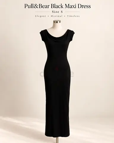 Pull&Bear Black Maxi Dress – Size S 🖤✨