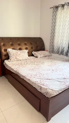 King wooden bed frame with storage and upholstered headboard 2 storage and normal use with mattress