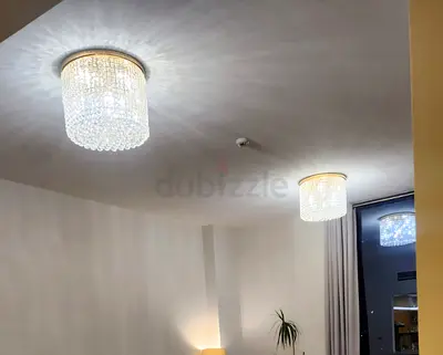 Set of 2 Modern Crystal Ceiling Lights / Drum Chandeliers