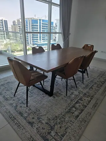 Solid Wood Dining Table with 6 Chairs - Modern Rustic Set