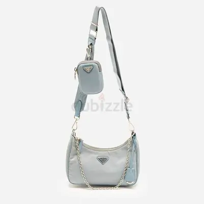 Prada Re-Edition Light Blue Nylon Shoulder Bag