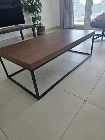 Modern Walnut and Metal Coffee Table