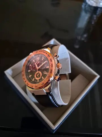 Gc chronograph men's wristwatch with leather strap