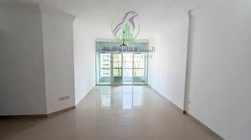 2BHK on New Al Taawun Street with balcony, 3 bathrooms, open view, family residence, free gym and pool, direct Dubai Exit, 4 or 6 payments.