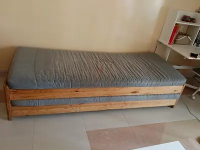Ikea Solid wood single bed with trundle - good condition