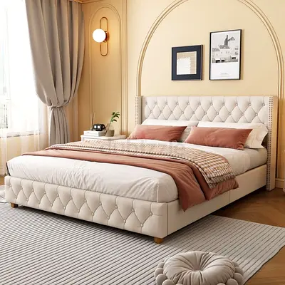 Premium high quality 180*200 king size bed with tufted headboard