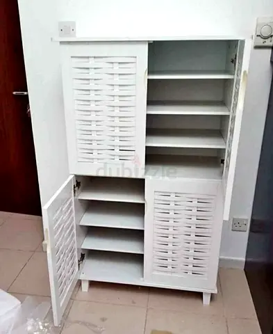 White Tall Storage Cabinet with Shelves - Good Condition