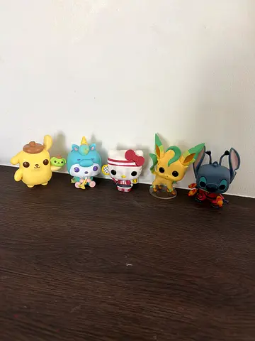 Funko Pop Collection - Stitch, Leafeon, and Sanrio Figures