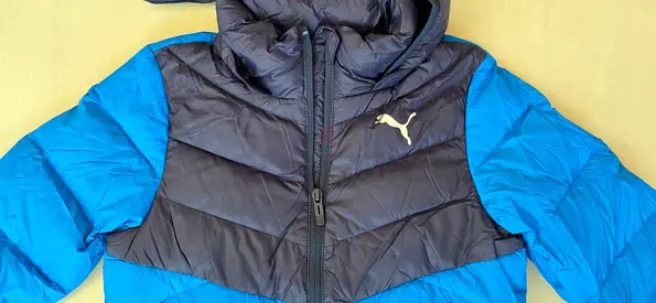 Puma Hooded Puffer Jacket - Blue/Black, Size 5 to 7 yo