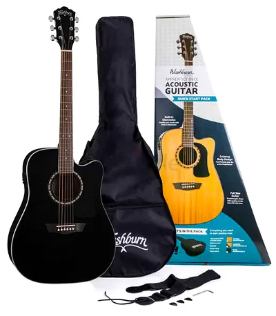 Washburn AD5 Apprentice Series Dreadnought Shape Electro-Acoustic Guitar Package - Brand New
