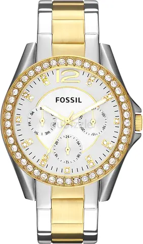 Fossil Women's Two-Tone Crystal Bezel Chronograph Watch