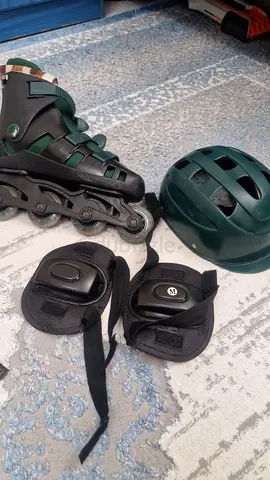 Skating shoes with helmet and gear