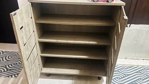 Wooden Shoe Cabinet / Storage Cupboard - Light Oak Finish