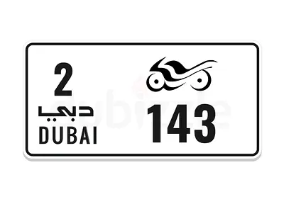 Dubai motorcycle plate 143 ( 143 symbol )
