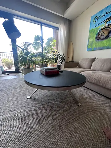 BoConcept Round Coffee Table – Matte Black & Brushed Steel