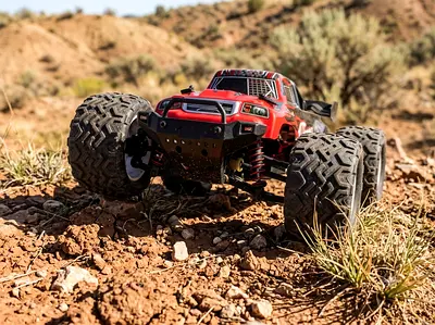 Used Red RC Monster Truck - Off-Road Remote Control Car