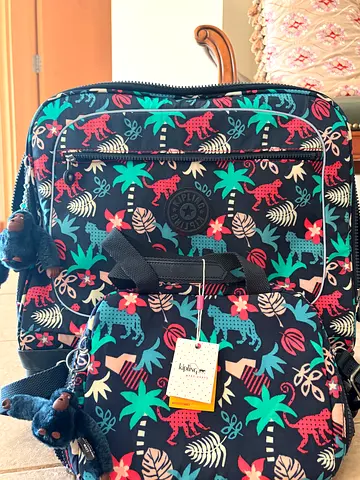 Colorful Tropical Print Backpack with Tag - Like New